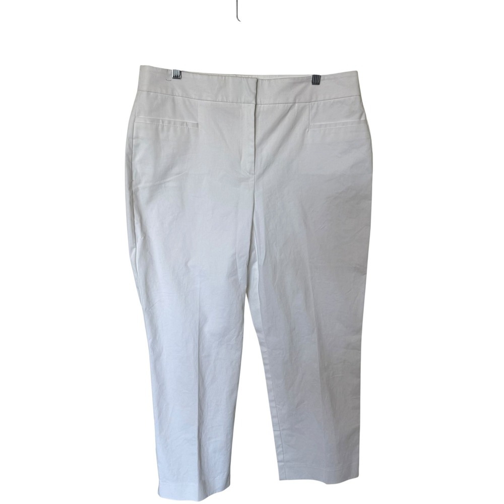 Ann Taylor Factory Crop Pants Women 12 White New Mid Rise Slim Leg‎  Trousers